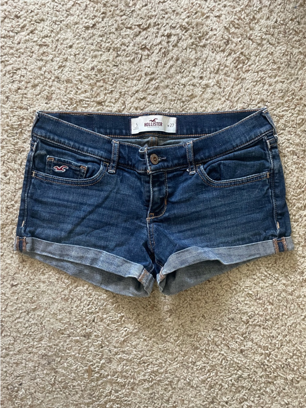 Hollister Dark Wash Rolled Hem Denim Shorts